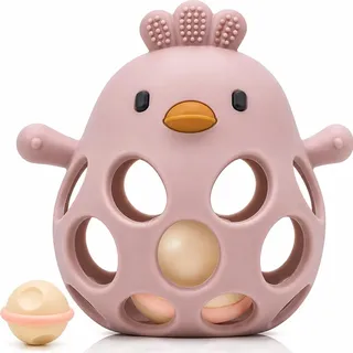 farout Montessori Beißring & Rassel für Babys - Sensorik Spielzeug ab 0 Monate, Zahnungshilfe & Greifball - Geschenk für Jungen & Mädchen