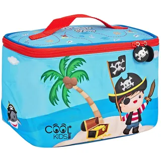PERLETTI Thermo Lunchbox für Jungen mit Pirat Dinosaurier - Blaue Brotdose 5L für Kinder Kindergarten Grundschule - Isolierte Lunchbag Brotbeutel Weich für Reisen - 15x23x15 cm (Pirat)