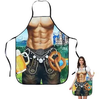 Motiv Schürze Grillparty Karneval Latzschürze Grillschürze Schürze mit Motiv Küchenschürze Mann, Münchner Oktoberfest Kochschürze Herren – Lustige Grillschürze & Dirndlschürze für Oktoberfest