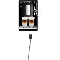 Melitta Caffeo Solo & Perfect Milk E957-101 Schlanker Kaffeevollautomat mit Auto-Cappuccinatore | Automatische Reinigungsprogramme Schwarz + Milchlanze für Kaffeevollautomaten, Edelstahl, Schwarz