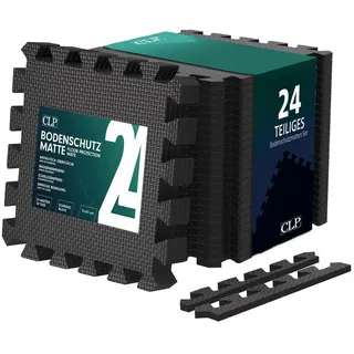 CLP Bodenschutzmatte 24er-Set Schwarz , Kunststoff , 30x30 cm , Teppiche und Böden, Bodenbeläge, Bodenzubehör, Bodenschutzmatten