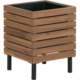 MCW Pflanzkasten P84 Quadratisch Stahl Akazie 43x33x33cm Hellbraun