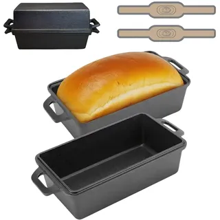 IDAMAKON Gusseisen Brotbackform mit Deckel & Antihaft,Ofenfeste Kastenform Toastbrot Backform,Brottopf zum Backen Gusseisen Bread Pans for Homemade Bread 25 x 13cm für Sauerteig,Toast