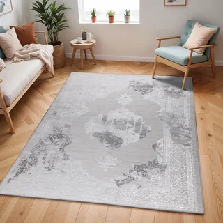Livabliss Tangier Vintage Teppich groß - Orientalischer Teppich Wohnzimmer 200x275 cm, Esszimmer, Schlafzimmer - Boho Kurzflor Teppiche für einfache Pflege - Elfenbein