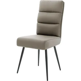 DeLife Esszimmerstuhl Pela-Flex Echt-Leder Schlamm 4-Fuß konisch Schwarz Taschenfederkern