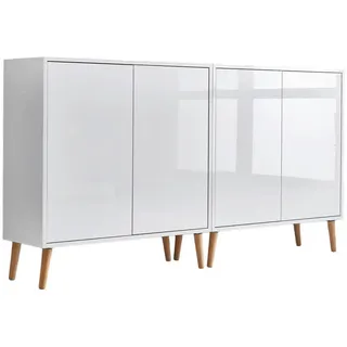 Mid.you Sideboard , Weiß, Weiß Hochglanz , Holzwerkstoff , massiv , 6 Fächer , 158x86x33 cm , Made in Germany , erweiterbar, stehend , Kleinmöbel, Kommoden, Sideboards