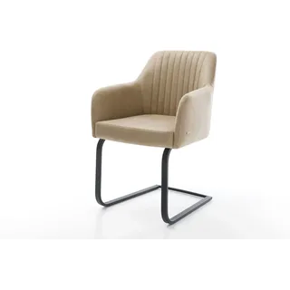 Freischwinger Greg-Flex Mikrofaser Beige Vintage Freischwinger flach Schwarz Taschenfederkern