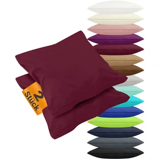 npluseins 2er Pack Jersey-Baumwoll-Bezüge Dekokissen, 40 x 60 cm, Bordeaux | Öko-Tex Standard 100, pillingarm, Reißverschluss, hautsympathisch, formstabil, waschbar bis 60 °C, trocknergeeignet