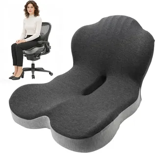 MIUUIPI Ergonomisches Sitzkissen mit Rückenlehne, Großes Autositzkissen aus Memory-Schaum, Sitzkissen Bürostuhl für Zuhause, Büro, Auto Reisen