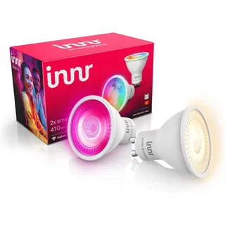 innr Zigbee GU10 Smart LED Spot, funktioniert mit Hue* und Alexa (Bridge erforderlich), White & Colour, 16 Millionen Farben, smart LED Lampe, 410 lumen, dimmbar, 2 Stück