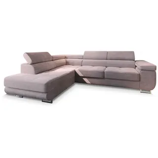 Masseno Ecksofa Apiro R-S Lila Kordstoff mit Schlaffunktion , Holz , L-Form,L-Form , 276x202 cm , Wohnzimmer, Sofas & Couches, Wohnlandschaften, Ecksofas