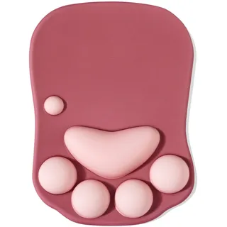 DOBAOJIA Mauspad mit Handgelenkstütze, Mauspad Katzenpfote, Ergonomische Mauspad, 3D Silikon Gel Mauspad, Mouse Pad, Mouse Mat, Rutschfester Boden, für Zuhause/Büro/Gaming, Dunkelrot