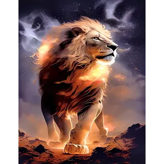 NAIMOER Löwe Diamond Painting Kits für Erwachsene Kinder, 5D Diamant Painting Löwe Bilder Erwachsene, Diamond Painting Tiere Bilder Kinder Malerei Set für Home Dekor 30x40cm