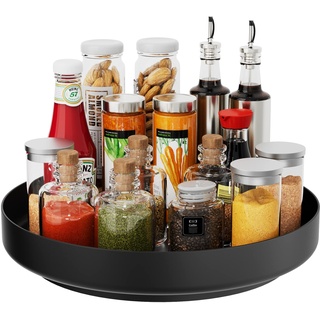 Ovicar Lazy Susan Drehteller-Organizer – 33 cm drehbares Gewürzregal aus Metall, Lazy Susan für Schrank, Speisekammer, Küche, Arbeitsplatte, Badezimmer, Kühlschrank, Tisch, Aufbewahrung, schwarz