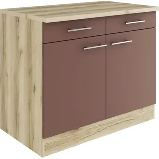 Optifit Unterschrank mit Schublade und Drehtür Bari407 BxTxH 100 x 60 x 84,8 cm rostrot matt zerlegt KUBA U106-9+ - Rot