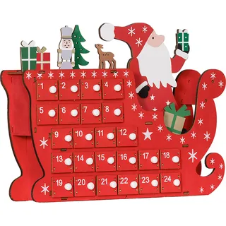 HOMCOM Adventskalender zum Befüllen 24 Schubladen Fächer Weihnachtskalender Adventskalenderbox Weihnachtsdekoration DIY MDF-Platte Rot 22,5 x 8 x 36 cm - Rot