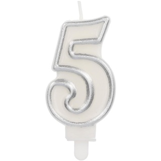 Folat 24165 Kuchen Kerze Simply Chique Silver Ziffer/Zahl 5-9 cm Geburtstagskerzen für Geburtstag, Geburtstagsdeko, für Kinder Partys, Hochzeiten, Firmenfeiern, Jubiläen, Silber, 9 cm