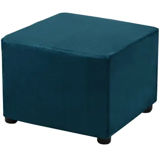 QUARKZMAN 1 Stück Ottomane Schonbezug Hockerbezug, für Länge 68.6-81.3cm Hocker Hussen für Fußhocker, Stretch Bezug Waschbar Ottomane Abdeckung Überzug Hocker Protector - Pfauenblau