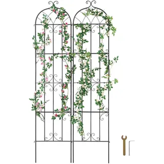 VEVOR Rankhilfe, 221 x 50 cm, 2er-Set rostfreies Metallspalier für Gartenblumen, Rankgitter für Rosen, Gurkenstütze, Kletterhilfe, Pflanzengitter, dekoratives Clematis-Spalier für Innenhöfe & Rasen
