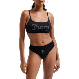 Juicy Couture Damen Diamante Bralette & Brief Unterwäsche bügellosem BH und Slip für Sport Freiteit u. Fitness in versch. Farben Dessous-Set, Black, Standard