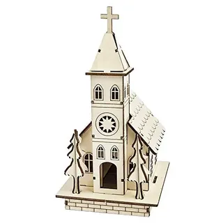 Ideen mit Herz Kirche, Holz, zum Zusammenbauen, 22,5cm x 11,5cm x 13,5cm