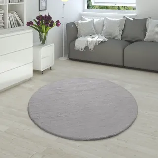 Paco Home Fellteppich »Rabbit 780«, rund, Kunstfell, Kaninchenfell-Haptik, echter Kuschelteppich, Uni-Farben