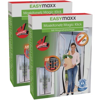 EasyMaxx Fliegengitter Tür mit Magnetverschluss | 90 x 210 cm - ideal für Balkontür, Kellertür & Terrassentür | Einfache Klebemontage ohne Bohren & Schrauben | Zuschneidbarer Insektenschutz [2 Stück]