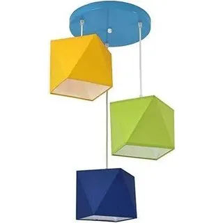 Hängelampe Kinderlampe für Kinderzimmer schöne Hängeleuchte Metall verschiedene Varianten 299-E3D (Gelb-Grün-Dunkelblau)