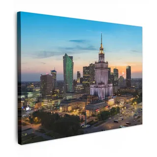 MuchoWow Leinwandbild Polen - Sonne - Warschau 40x30 cm , Blau , Textil , Rechteckig , 40x30 cm , FSC 100% , gerahmt , Bilder & Rahmen, Bilder, Leinwandbilder