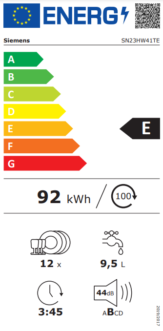 Bild von iQ300 SN23HW41TE Spülmaschine Freistehend 12 Maßgedecke E