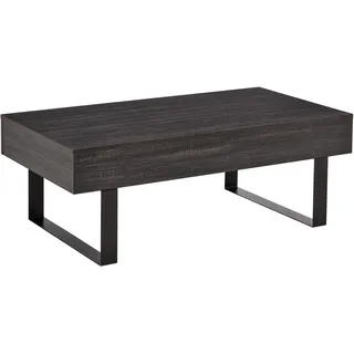 Homcom Couchtisch Beistelltisch Sofatisch Fernsehtisch Kaffeetisch Wohnzimmertisch mit Schublade Regale stabiles Stahlgestell einfacher Aufbau modern Holz Spanplatte Metall Dunkelgrau 110x60x40 cm