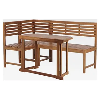 Eckbank-Set für den Garten mit Klapptisch 110x47 Akazienholz Hellbraun 4-teilig