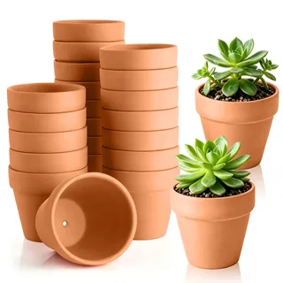 Forbabe 24 Stück Tontöpfe Klein, 5.5 X 5 cm Mini Terracotta Blumentopf