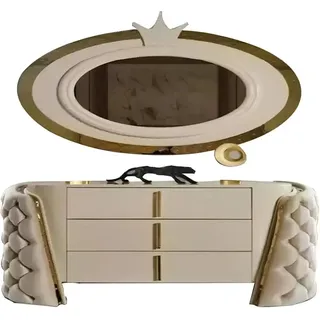 Schminktisch Spiegel Luxus Konsole Kommode Schlafzimmer Holz Modern Design - Weiß