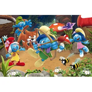 Schmidt Spiele 56522 Die Schlümpfe, Azrael in Schlumpfhausen, 60 Teile Kinderpuzzle, inklusive 2 Figuren