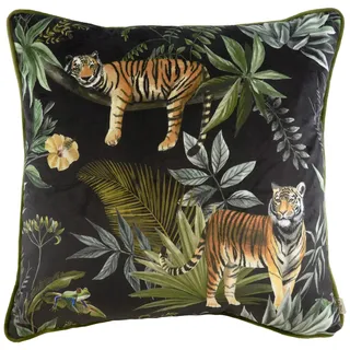 Evans Lichfield Dschungel-Tiger-Feder-gefülltes Kissen, Schwarz, 43 x 43cm