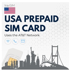travSIM USA SIM Karte | AT&T Netzwerk | 50GB Mobile Daten bei 4G/5G Geschwindigkeiten | SIM Karte für USA bietet unbegrenzte Nationale Anrufe & SMS | USA SIM Karte 60 Tage