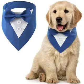 Ibenzoa® Dreieckiges Hundebandana – verstellbar mit Klettverschluss, 4 Größen, Polyester & Baumwolle, waschbar, stilvolles Accessoire für Hochzeit und besondere Anlässe - Blau