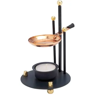 WEIHRAUCHBRENNER/RÄUCHERSTÖVCHEN HÖHENVERSTELLBAR – Höhe 16 cm – Mit KUPFERPFÄNNE & TEELICHT – Edler RÄUCHERSTÄNDER/AROMABRENNER/DUFTSTÖVCHEN – MaMeMi Markenqualität