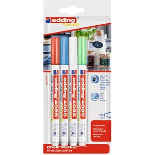 edding Kreidemarker farbsortiert 4 St. Blau/Grün/Rot/Weiß