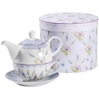 Teekannenset , Türkis, Weiß, Hellblau , Keramik , 17x14x17 cm , Geschirr, Kannen & Karaffen, Teekannen