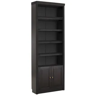 Home affaire Bücherregal »Soeren« aus massiver Kiefer, Höhe 220 cm, mit 2 Holztüren, viel Stauraum, grau