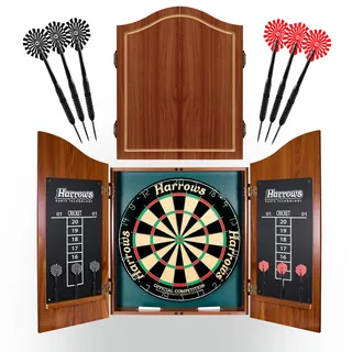 HARROWS Dartboard-Set Pro’s Choice | Dartscheibe 6 Pfeilen | Darts-Set mit Kabinett & Scoreboard | Offizielle Wettkampf-Dartscheibe für Profis
