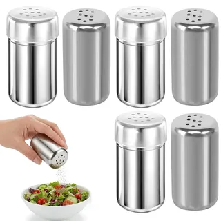 6 Stück Mini Salzstreuer Set, 3 mit Deckel und 3 ohne Deckel, Kompakt und Tragbar für Unterwegs, Ideal für Camping, Picknick und Büro, Auslaufsicheres Design, Einfache Reinigung