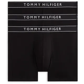 Boxer, Herren, Gr. XXL (56), 3 Stk., schwarz, Webqualität, Obermaterial: 95% Baumwolle, 5% Elasthan, TOMMY HILFIGER UNDERWEAR, unifarben, figurbetont, Unterhosen Boxer, 3er Pack, mit Stretch