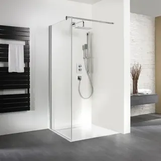 HSK Exklusiv Seitenwand für Drehfalttür, Größe: 75 x 200 cm, 436075-41-50edelglas, Duschkabine: Chromoptik: ESG klar mit Edelglas
