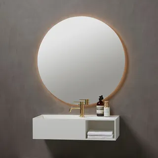 Loevschall Badspiegel »Herning Rund, Spiegel mit Hintergrundbeleuchtung« Badezimmerspiegel mit LED Beleuchtung, silberfarben