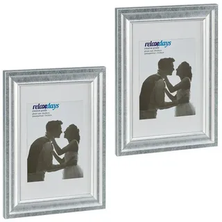 Relaxdays Bilderrahmen 20x30 cm 2er Set, silber