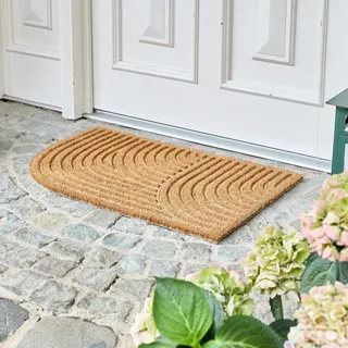 Astra Moderne Fußmatte Haustür - Kokosmatte 45x75cm Abgerundet Natur - rutschfeste Schmutzfangmatte - Fussmatte innen - Türmatte überdachter Außenbereich