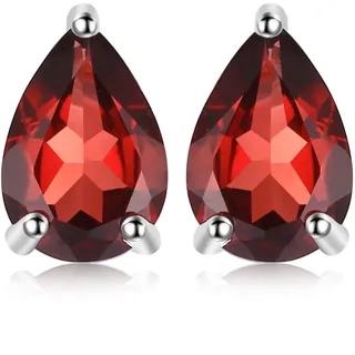 JewelryPalace Tropfenschliff 1.8ct Echt Roter Granat Birthstone Ohrstecker Silber 925 Damen, Schmuck Set, Ohrringe Silber Edelstein Mädchen, Ohrstecker Silber Klein mit Stein Frauen Geschenk